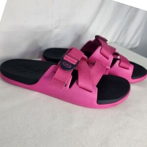 Chaco Chillos Slide Sandals Womens 10 Pink Black Adjustable Strap Sporty J107114